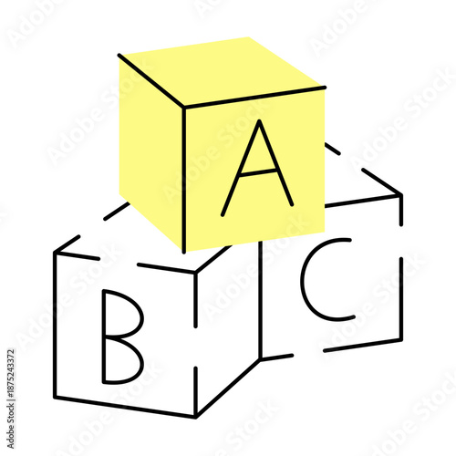 A sketchy style illustration representing alphabet blocks