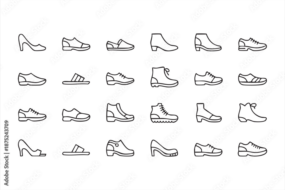 Obraz premium Casual and Formal Shoe Line Icons for Apparel Marketing
