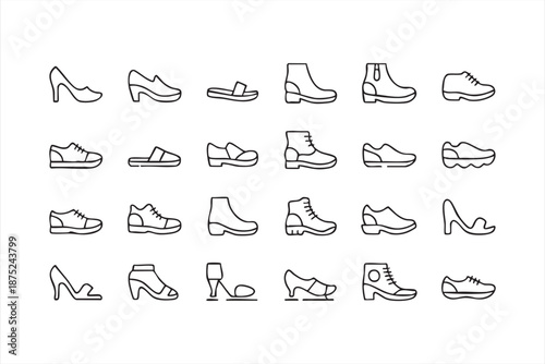 Shoe and Footwear Line Icons for Fashion Ecommerce Product Pages