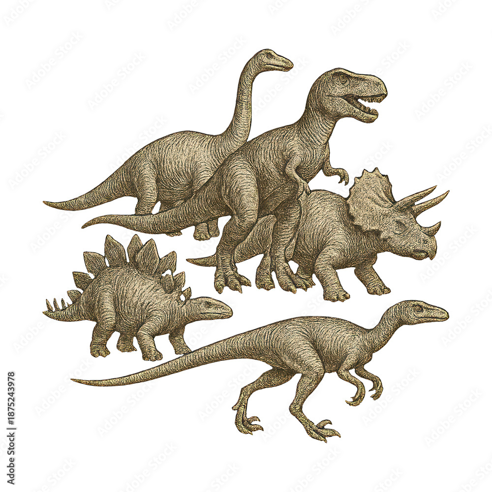 Fototapeta premium PNG Vintage dinosaur illustration art