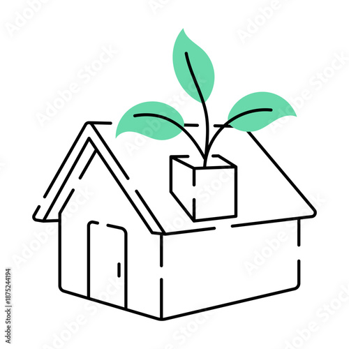 A hand drawn style illustration showing eco home