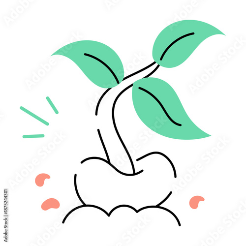 A doodle style illustration showing seedling