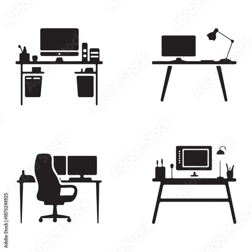 Desk setup graphic design representing clean and tidy work station