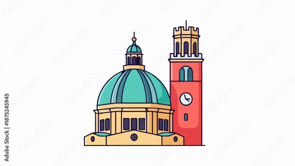 Obraz premium A cartoon dome and clock tower building