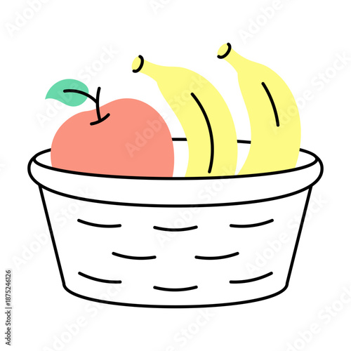 A doodle style illustration showing fruits