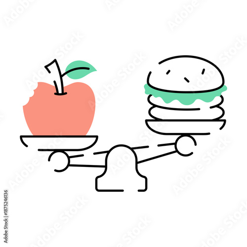 A sketchy style illustration showing a balanced diet