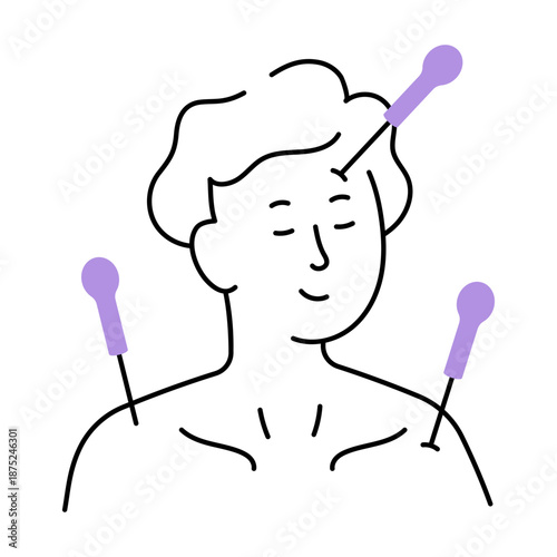 A doodle style illustration depicting an acupuncture
