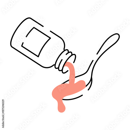 A sketchy style illustration showing a cough syrup