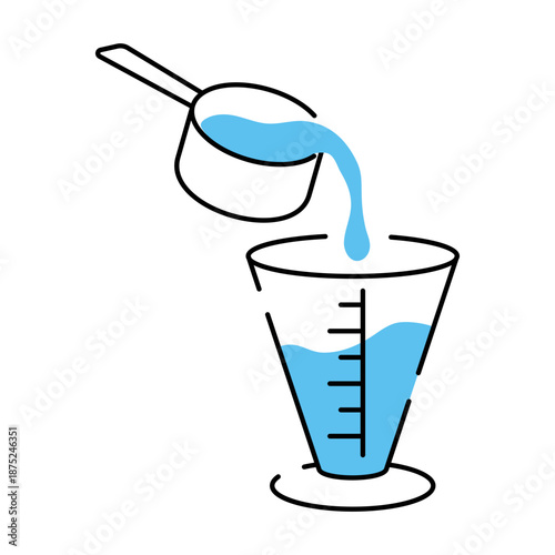 A doodle style illustration showing a measuring cup