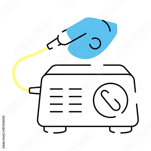 A hand drawn style illustration showing a nebulizer mask