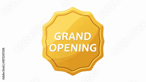 A golden badge proclaims "Grand Opening" with a textured, embossed appearance