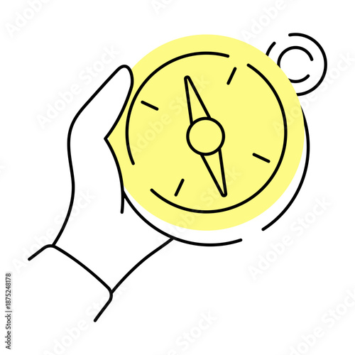 A hand drawn style illustration showing compass