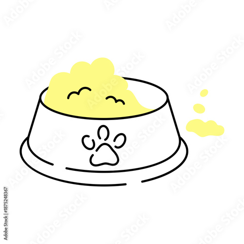 A doodle style illustration showing pet food
