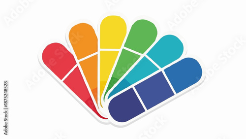 A fanned arrangement of colorful segments representing a spectrum