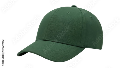Canvas Print Dark green baseball cap PNG isolated on transparent background, blank cotton twi