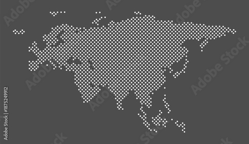 Eurasia map dot on gray background.  Dotted map of continent  Eurasia  for your design. Vector eps10.