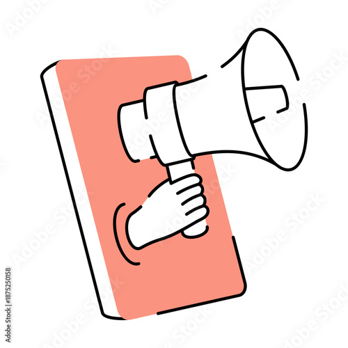 A hand drawn style illustration showing social marketing