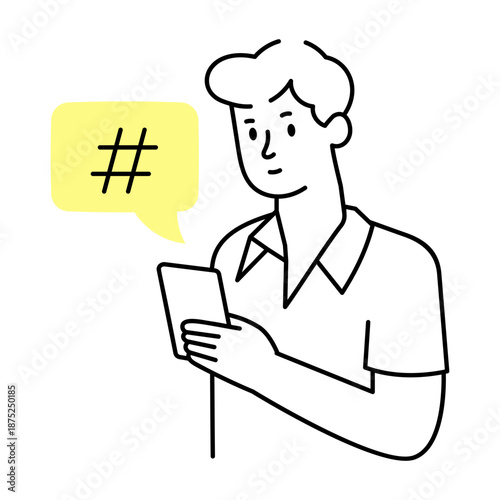 A hand drawn style illustration depicting a hashtag symbol