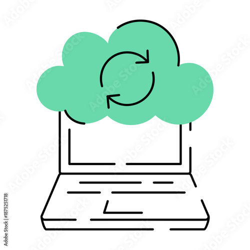 A hand drawn style illustration showing cloud sync