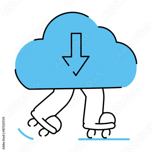 A doodle style illustration showing downloading