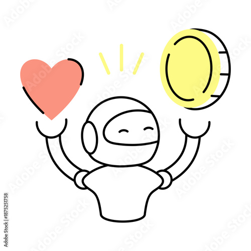 A drawing style illustration depicting ai ethics