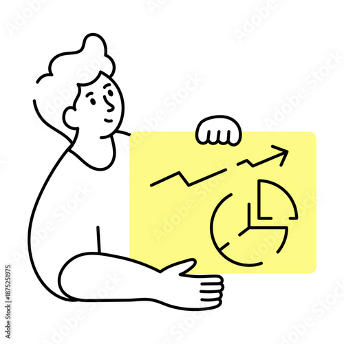 A doodle style illustration showing data graph