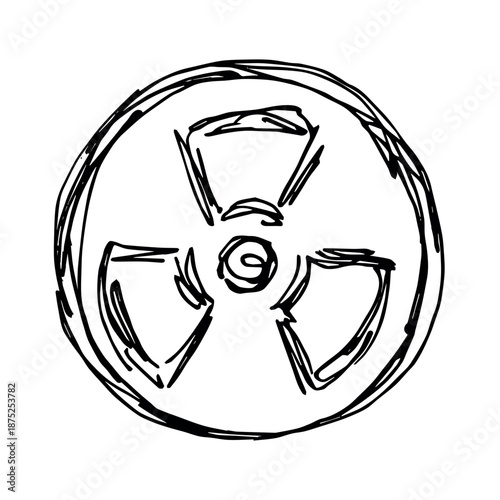 Hand drawn radiation sign Nuclear radiation hazard symbol Radioactive danger warning sign clipart in doodle style Nuclear safety Radioactive waste Single element for print, web, design, decor