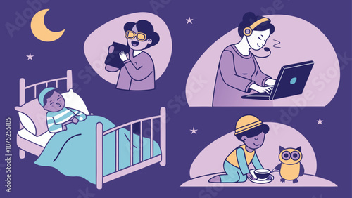 Student Studying on Laptop and Attending Virtual Classes from Bed, Online Education and Work from Home Lifestyle Illustration