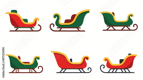 Christmas sleigh illustrations vector graphics of festive holiday transport