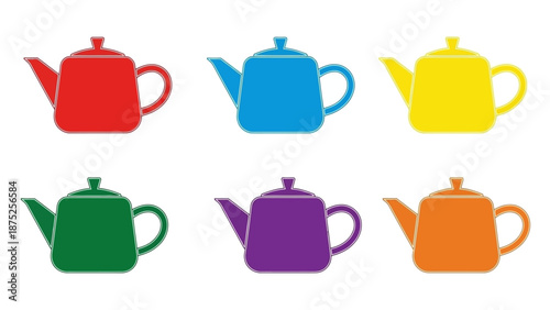 Colorful teapots illustration vector images of kitchenware design