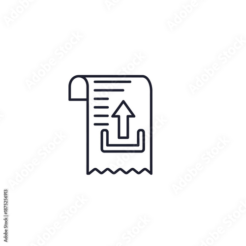 Line Art Receipt with Upward Arrow Symbol for Financial Documents