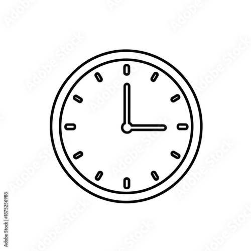 Minimalist Black and White Analog Wall Clock Showing Time