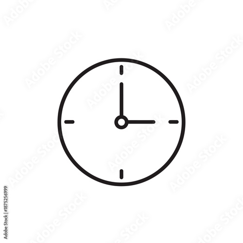Minimalist Black and White Clock Illustration for Time and Schedule Design