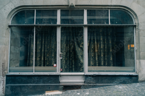 facade of a building with a large showcase