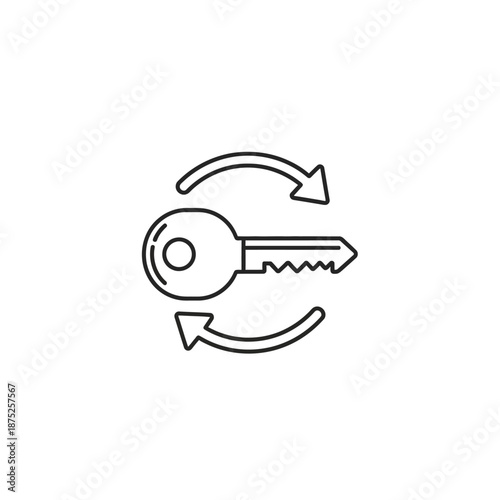 Minimalist Key and Circular Arrows Symbol Representing Security and Exchange