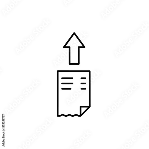 Minimalist Line Icon of Document with Upward Arrow for Data Upload and Sharing