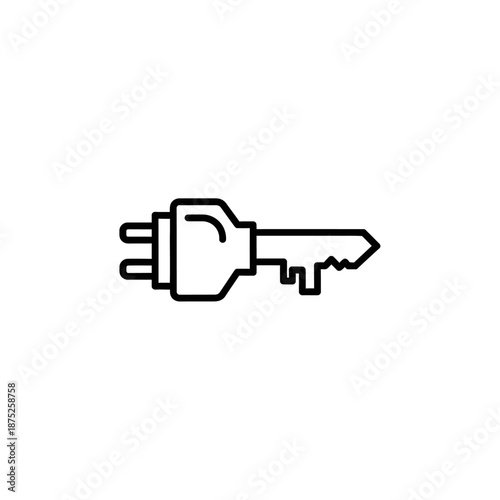 Minimalist Line Icon of Key and Lock for Digital Security and Access Control