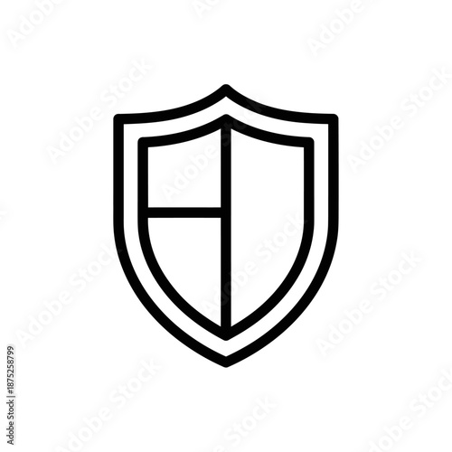 Minimalist Line Icon of Shield Symbol for Security and Protection