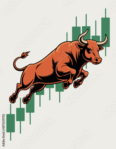 Bull market stock trading growth symbol vector illustration