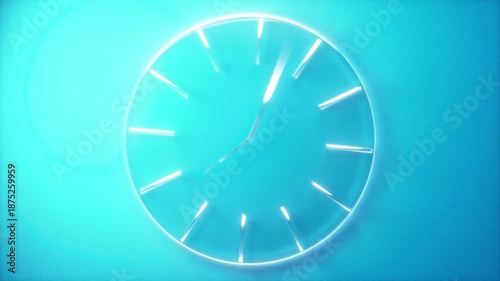 Glowing Clock with Minimalist Design Against Blue Background Modern and Futuristic Ambiance with Sleek Lines and Luminous Elements for Elegant and Innovative Atmosphere