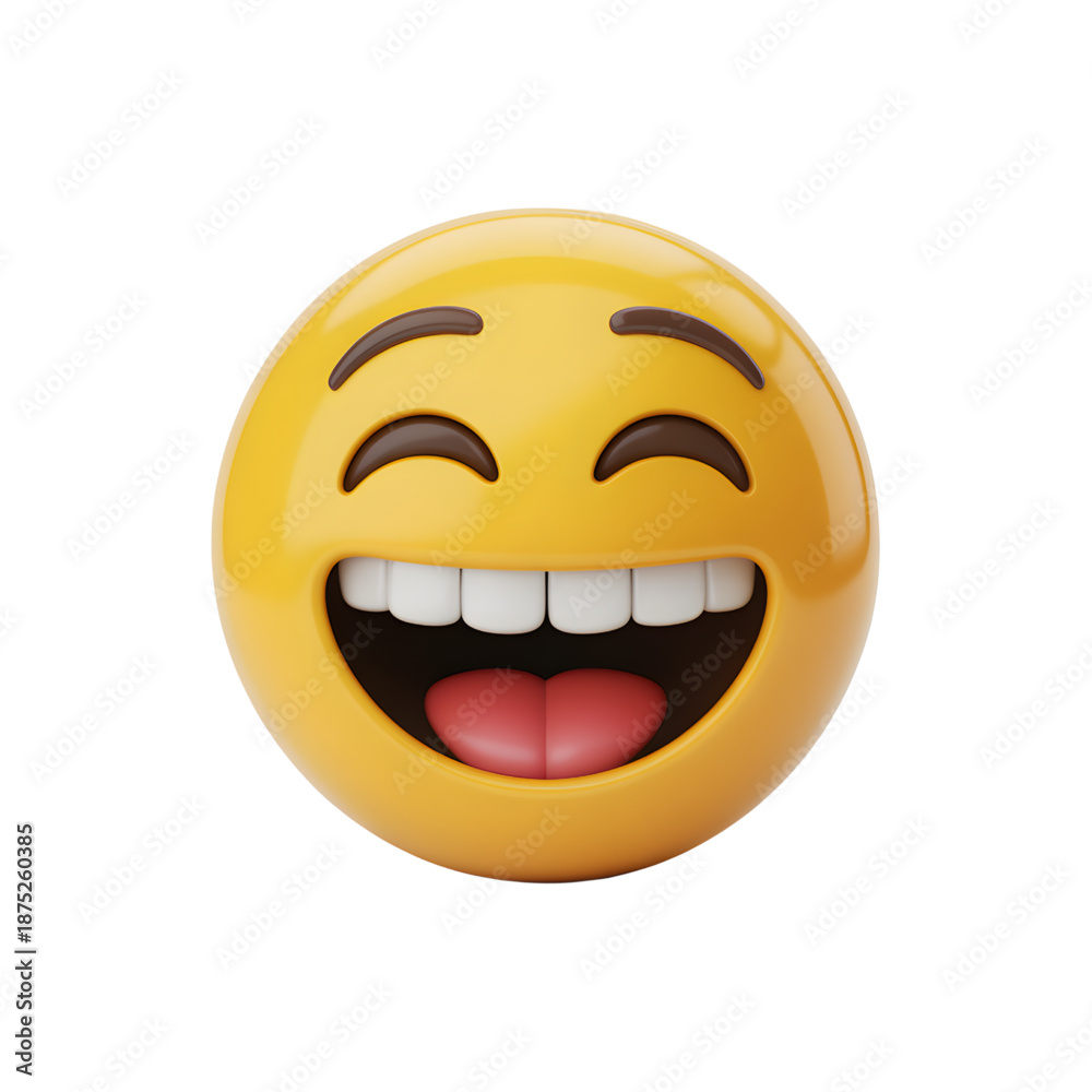 Fototapeta premium Smiling Face Emoji with Tongue Out on White Background