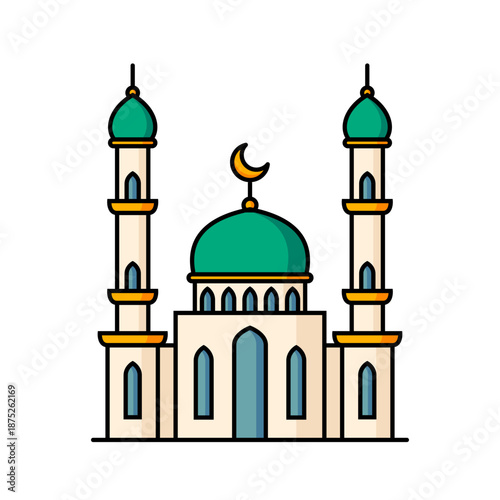 Mosque icon. Ramadan, Islamic holiday, Muslim  symbol isolated on white background