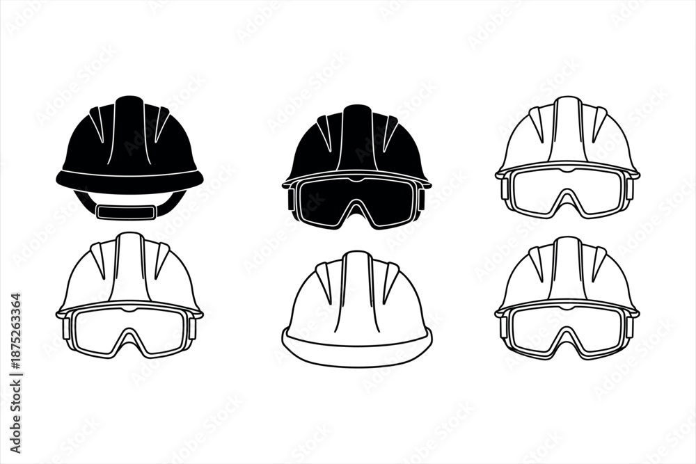 Fototapeta premium Construction Hard Hat Safety Icons Set
