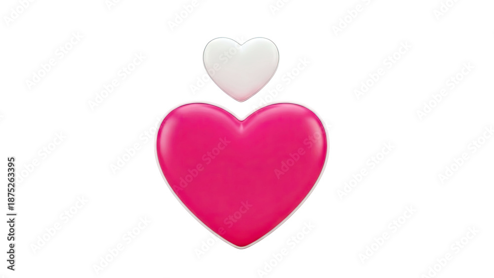 Fototapeta premium Two 3D Hearts, Pink and White