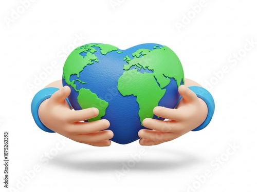 illustration of the protect the earth icon with hands hugging the earth in the shape of a heart