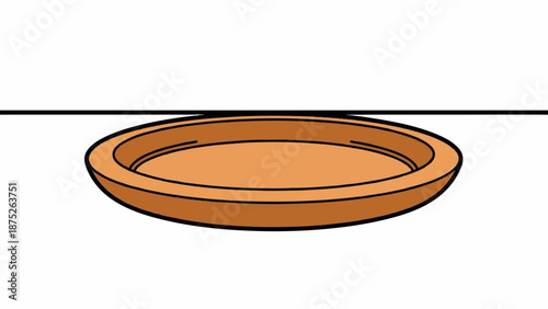 A simplistic, brown, oval saucer with a thick rim rests on a white background