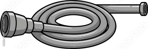 A silver horn-shaped musical instrument with a coiled body