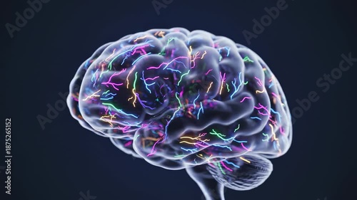 Wallpaper Mural Human brain with colorful neural pathways Torontodigital.ca