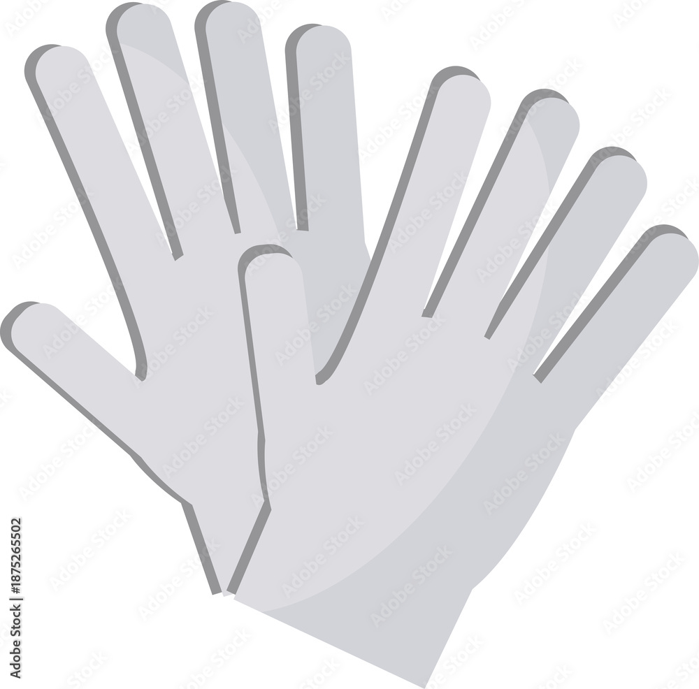 Obraz premium Protective handwear, clean gray gloves isolated on white, ideal for beauty, medical, or industrial applications.