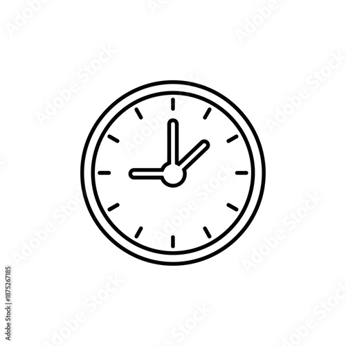 Minimalist Wall Clock Illustration Showing Time on White Background